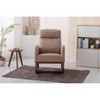 PAGED Premium Linen Accent Chair with Solid Wood Legs & Convenient Side Pocket, High-Back Rocking Armchair for Living Room, Natural Beige - 2 of 4