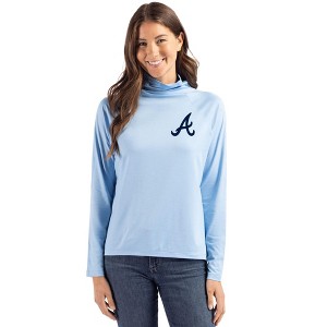 Atlanta Braves Cutter & Buck Coastline Epic Comfort Recycled Womens Funnel Neck - 1 of 1