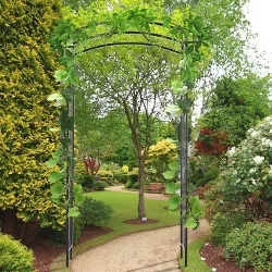 Outsunny 7Ft Outdoor Garden Arbor Wedding Arch for Ceremony Trellis with Scrollwork Design Ideal for Climbing Vines and Plants