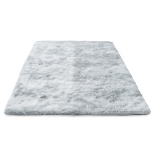 Itopfox Ultra Soft Nursery Rug for Bedrooms, Fluffy Kids Carpet with Non-Slip Backing, Long Pile Shag Carpet Fuzzy, Shaggy, Tie-dye Light Grey Silver - 1 of 4