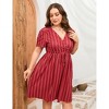 WhizMax Women's Plus Size Floral Summer Dresses for Women V Neck High Waist Dress A Line Midi Short Sleeve Dress - 4 of 4