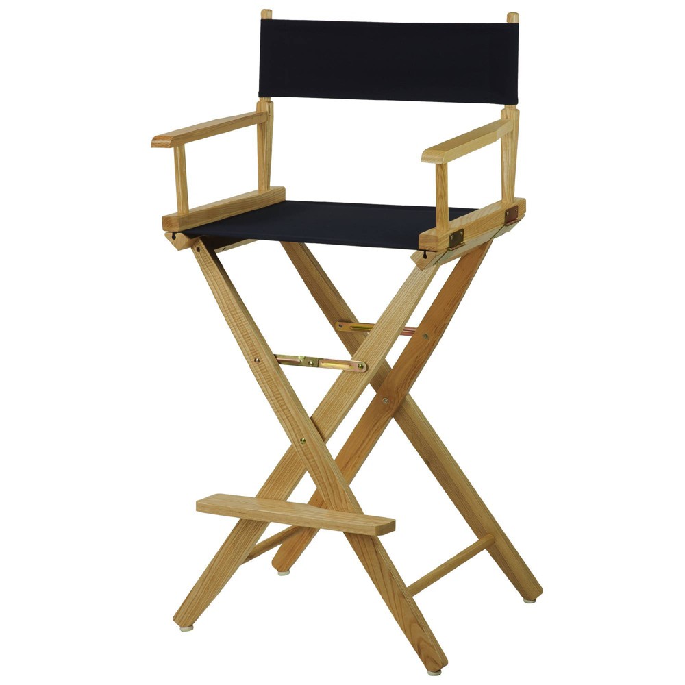 Photos - Chair 30" Extra Wide Directors  Natural Frame Navy - Flora Home