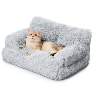 Mewoofun Pet Beds Durable Pet Couch Bed for Cats, Small Dogs, Soft Calming Sofa, with Non Slip Bottom and Washable Design, Gray, 30"*18"*13" - 1 of 4