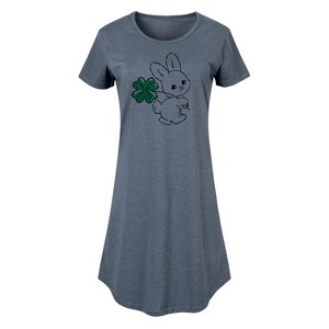 Women's - Instant Message - Bunny And Clover Graphic T-shirt Dress - 1 of 4
