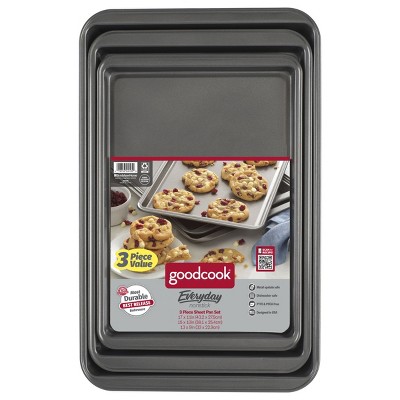 GoodCook Dark Gray Nonstick Carbon Steel 3-Piece Sheet Pan Set