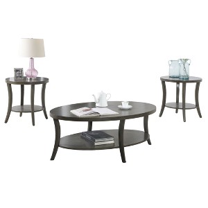 NicBex Modern Oval Wood Coffee Table Set of 3 with Storage Shelf and Curved Legs for Living Room and Bedroom - 1 of 4