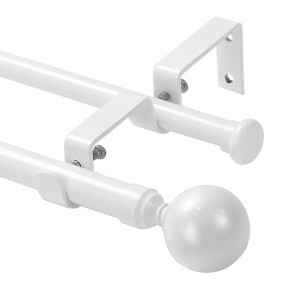 Urbanest Steel Ball Flat Button 1-inch 5-8 inch Double Drapery Curtain Window Rod Set - 1 of 4