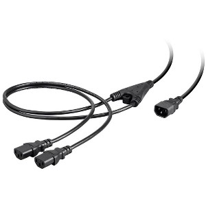 Monoprice Power Cord Splitter - 6 Feet - Black | IEC 60320 C14 to 2x IEC 60320 C13, 18AWG, 10A/1250W, SVT - 1 of 4