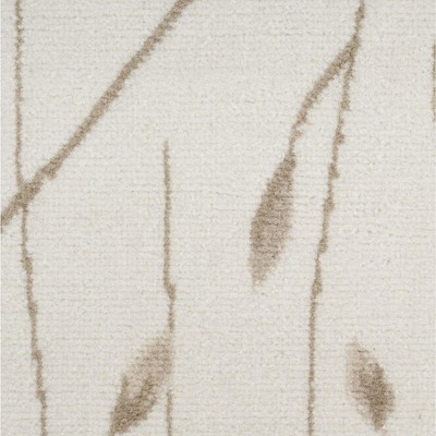 Ivory Beige Floral Rectangular Synthetic Area Rug, 2x4