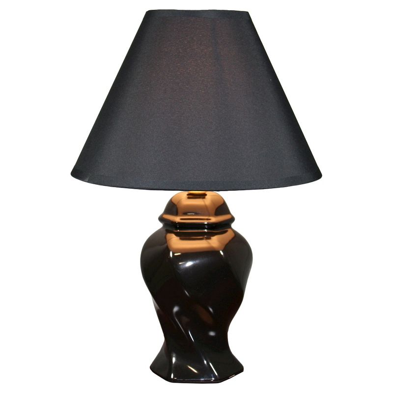 13&#34; Traditional Ceramic Table Lamp Black - Ore International, 3 of 5