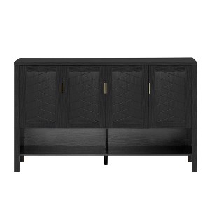 ACEPANO 55.1 in. W Modern Multifunctional Sideboard with 4 Doors, Open Shelves, 2 Adjustable Shelves & Double Hooks-Black - 1 of 4
