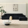 139.3" Modular Sectional Sofa, Boneless Cloud Couch with Ottoman & 2 Pillows, No Assembly, L-Shaped Corduroy Sofa for Living Room & Bedroom - 2 of 4