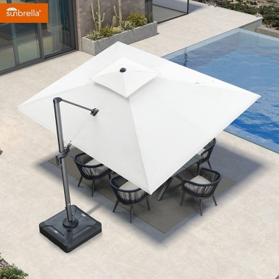 PURPLE LEAF Outdoor Cantilever Umbrellas with Base Large Patio Umbrella Offset Umbrella 360 Degree Rotation