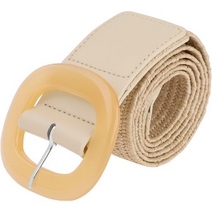 INSPIRE CHIC Women Woven Wide Stretch Straw Rattan Plastic Buckle Elastic Belts 1Pc - 1 of 4