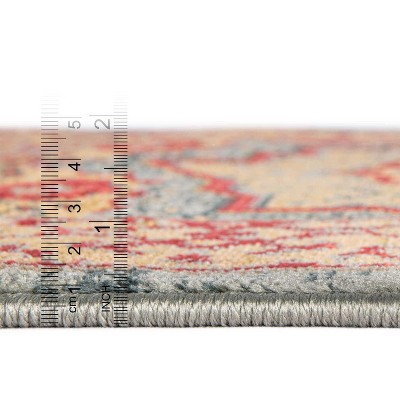 Light Blue and Red Synthetic 6' x 9' Traditional Area Rug