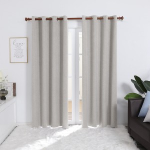 Deconovo 100% Blackout Faux Linen Curtains 2 Panels – Multiple Sizes - 1 of 4