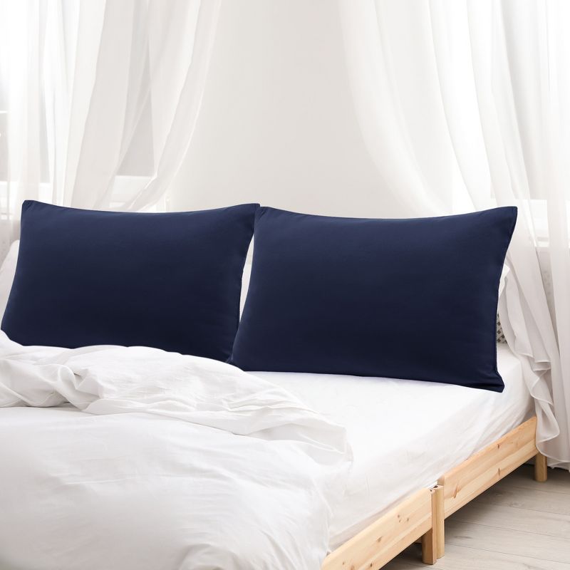 20x26inches 610 Thread 1800 Series Soft Brushed Microfiber Pillow Case Navy - PiccoCasa, 3 of 7