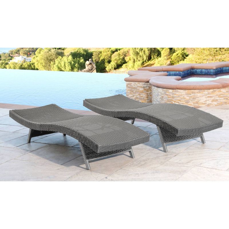 Abbyson Living Malibu 2pc Outdoor Modern Wicker Adjustable Stackable Chaise Lounger, 3 of 7