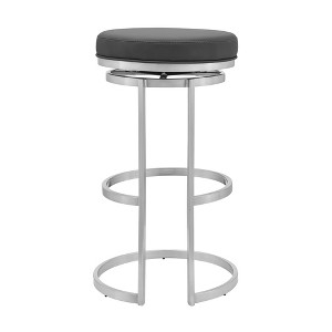 30" Vander Faux Leather and Brushed Stainless Steel Swivel Bar Stool, 360¡ã Rotation, Minimalist Design with Intricate Frame - 1 of 4