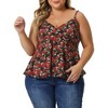 Agnes Orinda Women's Plus Size Peplum Adjustable Strap Outfits Floral Camisoles - 2 of 4
