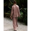 Women's Casual Lounge Sets 2 Piece Outfits Long Sleeve Wide Leg Pants Button Down Shirt Sets - 3 of 4