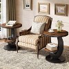 Tribesigns Round End Table, 2-Tier Side Table, Wood Bedside Nightstand with Metal Arc-Shaped Frame for Small Spaces, Living Room, Bedroom - 2 of 4