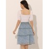 Allegra K Women's Floral Print Smocked Elastic Waist Midi Flowy Tiered Ruffle Skirt - 4 of 4