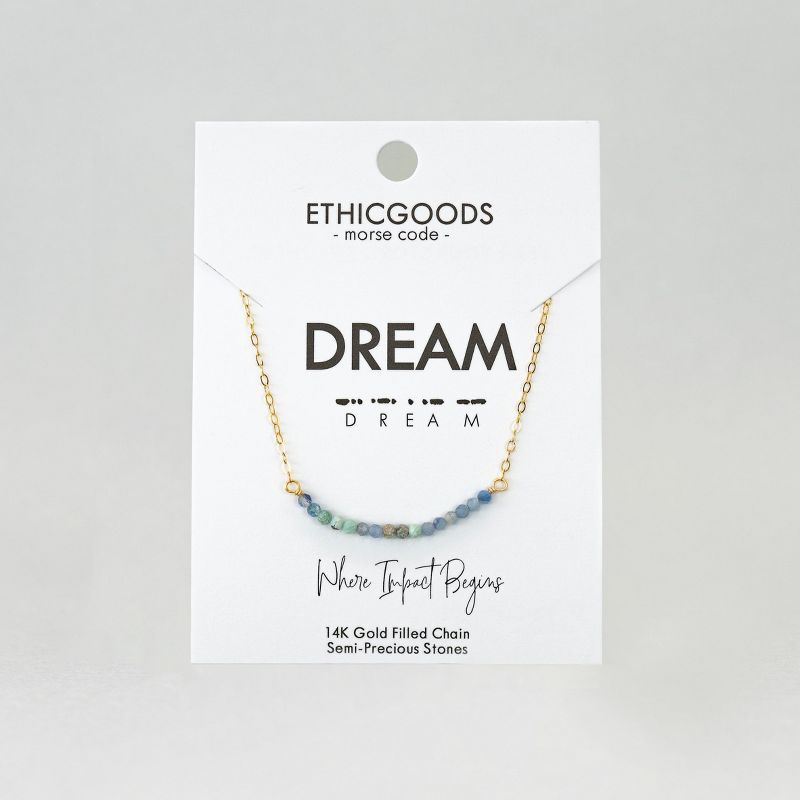 ETHIC GOODS Women's Dainty Stone Morse Code Necklace [DREAM], 3 of 7