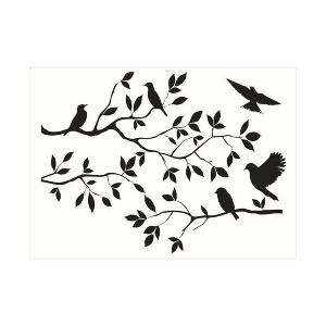 Unique Bargains Bedroom Branch Bird Self-stick Artificial Wall Decal 1 Pc - 1 of 4