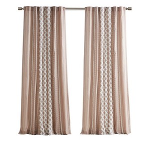 DSVIMOY Curtain Panels, Cotton Printed Curtain Panel with Chenille Stripe and Lining for Living Room, Bedroom, Multicolor, 84"*50"*0.13" - 1 of 4