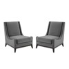 Set of 2 Confident Lounge Chairs: Nailhead Trim, Splayed Wood Legs, Removable Cushion - Modway - 2 of 4