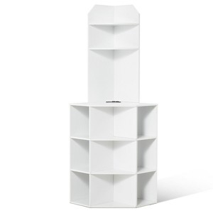VEVOR 64" Tall Corner Storage Cabinet, 6 Tiers Wooden Storage Cabinet with USB Ports and Outlets & Adjustable Shelves, Freestanding Corner Cabinet - 1 of 4