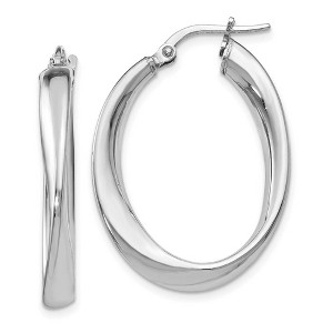 Black Bow Jewelry 4mm Polished Oval Twist Hoop Earrings in Sterling Silver, 26mm (1 in) - 1 of 4
