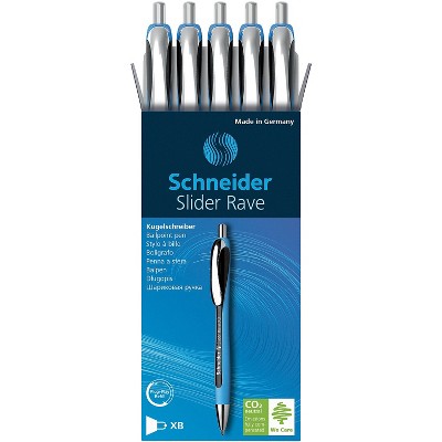 Schneider Slider Rave XB Retractable Ballpoint Pen Extra Bold Point Black Ink 5/Box (132501)
