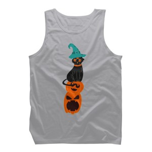 Men's Design By Humans Halloween Pumpkins and Witch Cat By famenxt Tank Top - 1 of 4