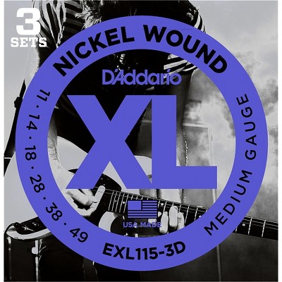 D'Addario EXL115 Medium Gauge Guitar Strings 3-Pack