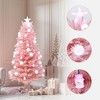 LuxenHome 6Ft Pink Cherry Blossom Christmas Tree with Fiber Optic Lights & Snowman Star Topper - 2 of 4