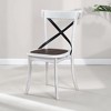 Gulches Set of 2 Rustic Farmhouse Dining Chairs, White Solid Wood Frame with Metal X-Back, Vintage Kitchen Side Chairs for Dining Room - 2 of 4