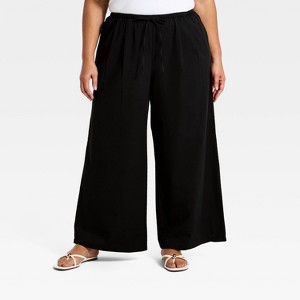 Women's Drawstring Pull-On Pants - A New Day™ Black XXL : Target