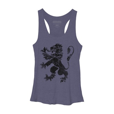 Women's Design By Humans Black Lion Rampant By Snazzygaz Racerback Tank Top