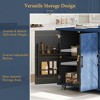 MAYEERTY Navy Blue 51.2"W Kitchen Island 3D Wave Stripes Ash Veneer, Drop Leaf Farmhouse Rolling Cart Internal Rack - 4 of 4