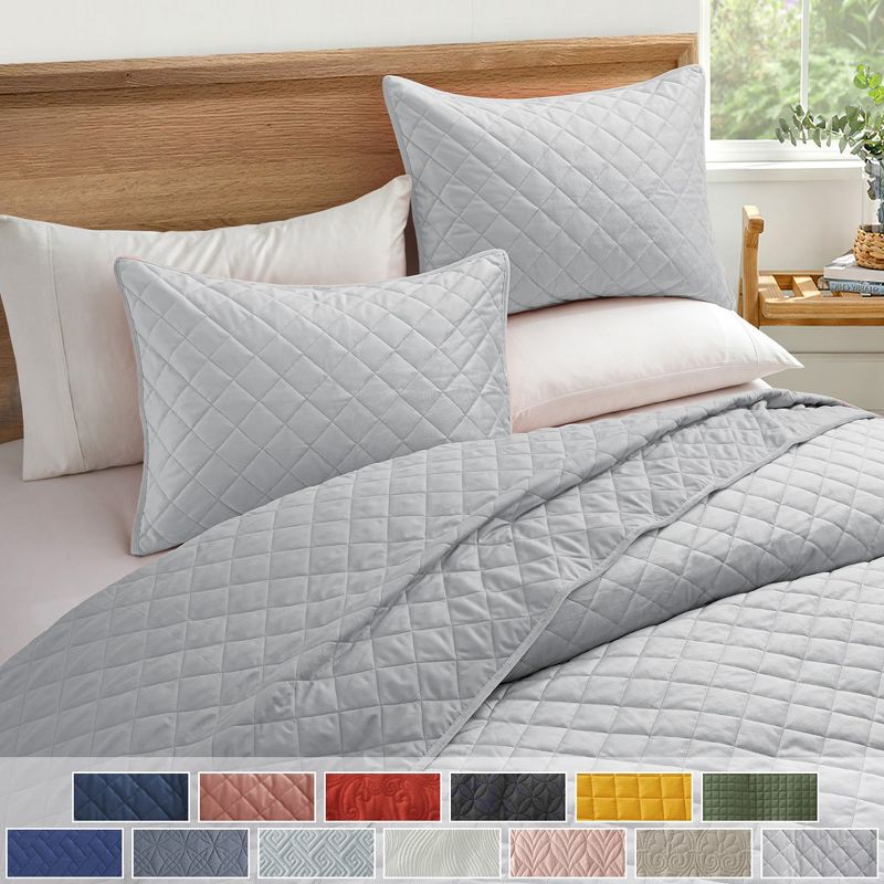 Peace Nest Premium Microfiber Ultra Soft Reversible Quilted Coverlet Set, 1 of 7