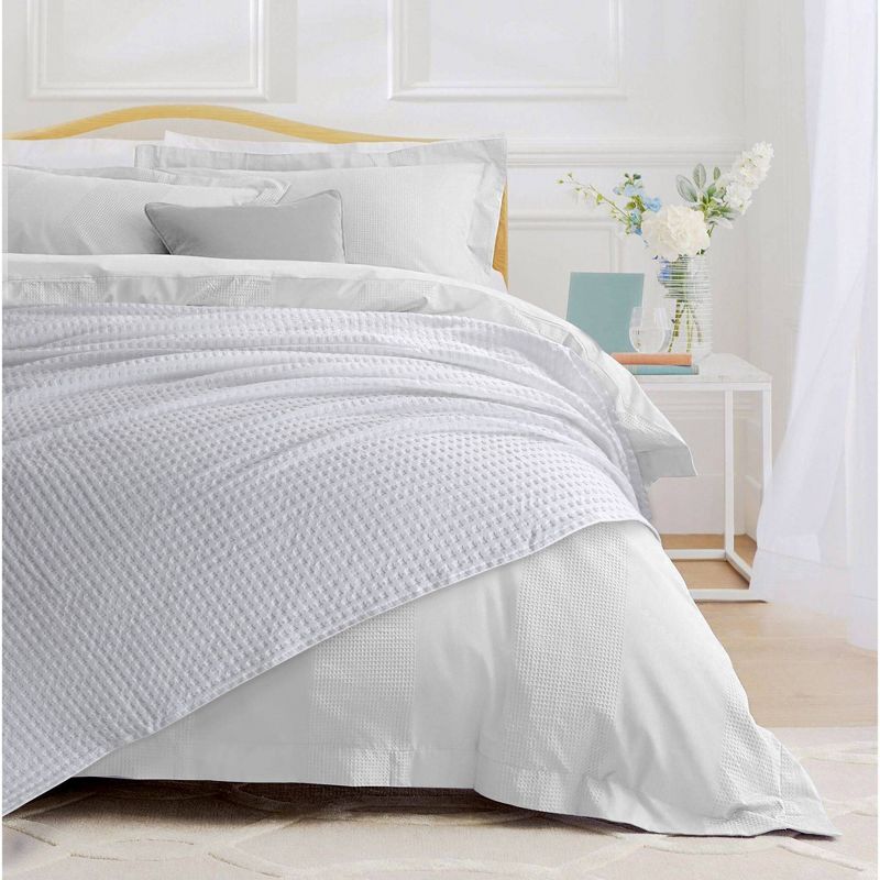 Tribeca Living Twin Vienna Chunky Waffle Weave Cotton Oversized Blanket White, 2 of 4