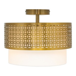 10.12" Ximena Drum Shade Ceiling Light - River of Goods: Gold-Tone Semi-Flush, Mixed-Material, UL Listed - 1 of 4