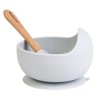 SARO "Nordic Wave" Silicone Baby Feeding Set: Suction Bowl & Wooden Spoon for Baby-Led Weaning & Self-Feeding - 2 of 4