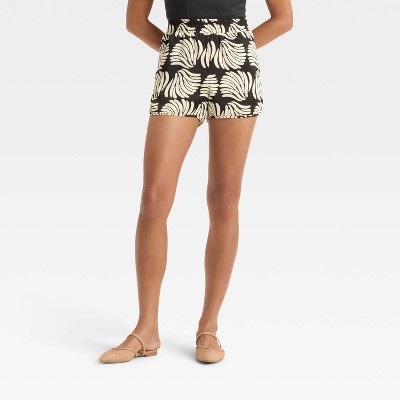 Women's High-Rise Satin Pull-On Shorts - A New Day™ Navy Blue Floral
