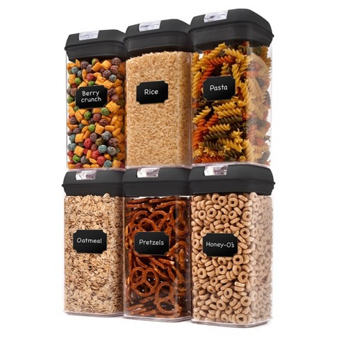 Cheer Collection 4 Piece Food Storage Containers, 1.9 Liter - Black