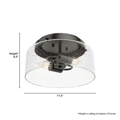 Hartland Noble Bronze Seeded Glass 11.5" LED Flush Mount Light
