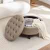 SEYNAR 29.5''Modern PU Leather Round Storage Ottoman with Wood Legs - 4 of 4