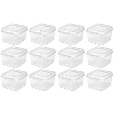 Sterilite Convenient Small Divided Clear Storage Box w/ Colored Latch (12 Pack)